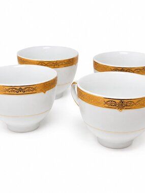 Pegasus Elegant 4pc Gold and White Tea Cups Set